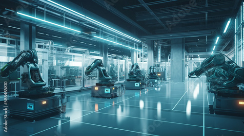 Factory managed by AI, Generative AI　未来的な工場