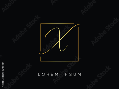 X square and luxury logo design template .