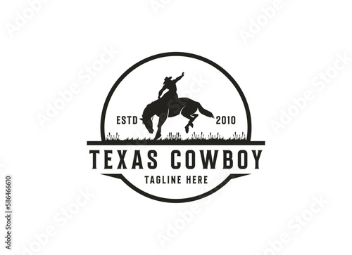 Vintage Cowboy texas rodeo style logo design