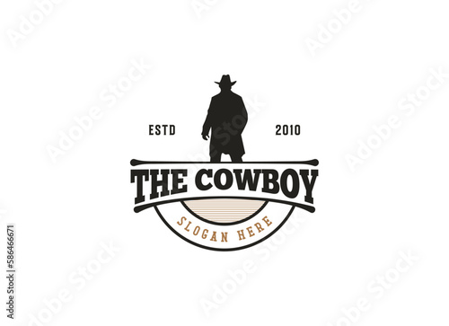 Vintage Cowboy texas rodeo style logo design