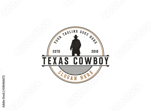 Vintage Cowboy texas rodeo style logo design