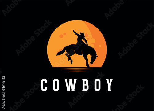 Vintage Cowboy texas rodeo style logo design