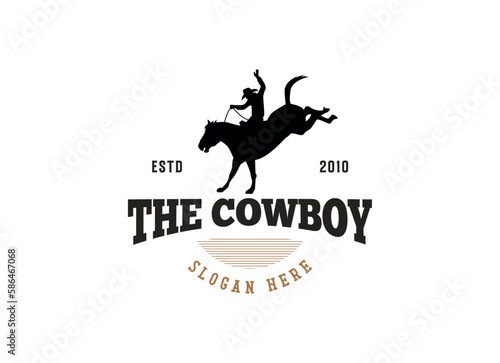 Vintage Cowboy texas rodeo style logo design