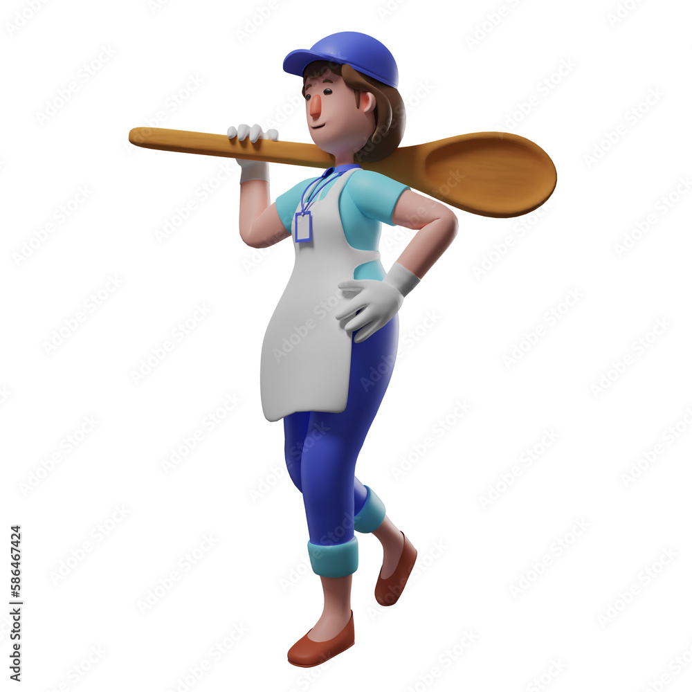 3D Cartoon Illustration of a Waiter with a spoon, 3D character illustration of a waiter carrying a spoon, 3D cartoon design holding a spoon 3D Cartoon Illustration of a Waiter with a spoon, 3D character illustration of a waiter carrying a spoon, 3D cartoon design holding a spoon