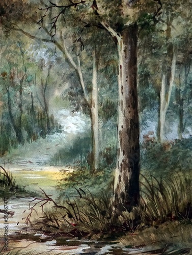 art  watercolor painting    forest   jungle   wild   woods