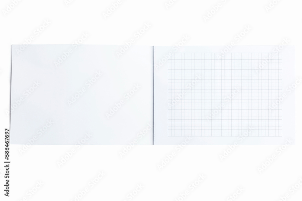 Open notepad with blank blank sheets in a box. Office for business. Isolated on white background. Space for text. Open notepad with blank blank sheets in a box. Office for business. Isolated on white background. Space for text.