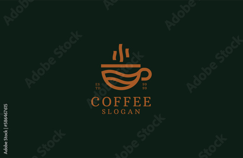 Minimal line logo coffee shop vector
