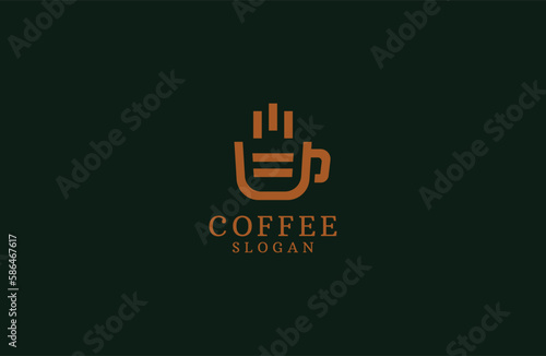 Minimal line logo coffee shop vector