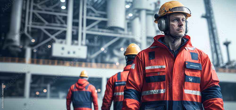 Team worker industry, engineer of Petrochemical oil rig, gas electricity. Generation AI Team worker industry, engineer of Petrochemical oil rig, gas electricity. Generation AI