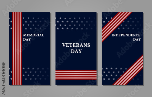 set of american vertical background with dummy text