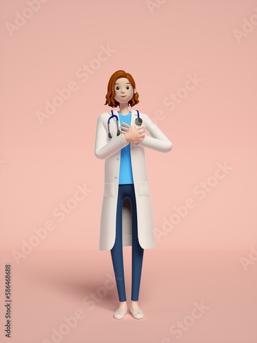 3D rendering of young women doctors