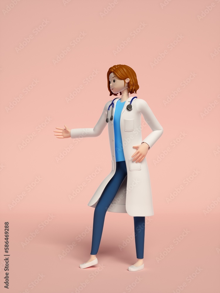 3D rendering of young women doctors 3D rendering of young women doctors
