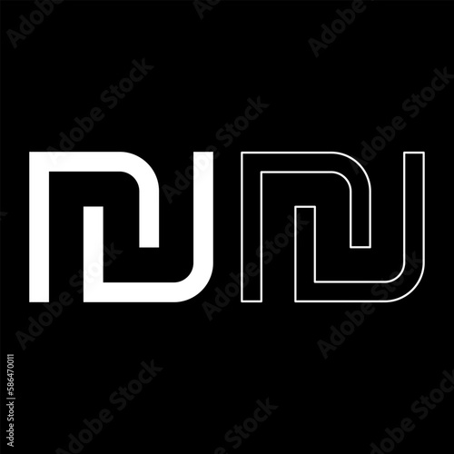 Israeli Shekel currency symbol ILS money nis sign new set icon white color vector illustration image solid fill outline contour line thin flat style