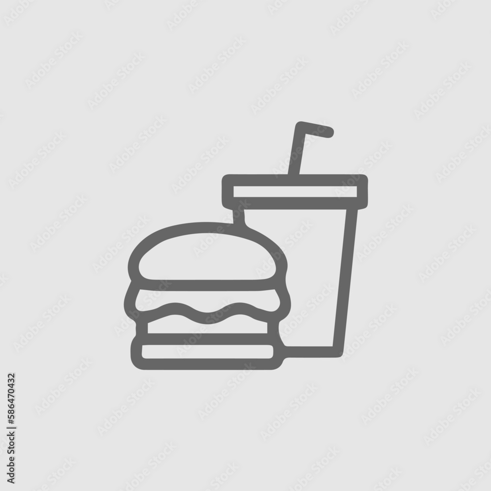Fast food vector logo icon. Burger and drink simple isolated sign symbol. Fast food vector logo icon. Burger and drink simple isolated sign symbol.