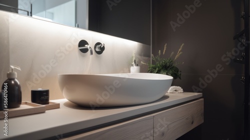 white shiny material lavatory with vintage faucet bathroom interior detail concept  image ai generate