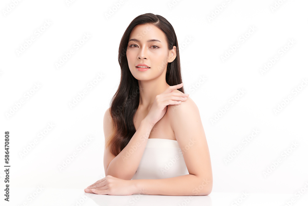 Beautiful young asian woman with clean fresh skin on white background, Face care, Facial treatment, Cosmetology, beauty and spa, Asian women portrait. Beautiful young asian woman with clean fresh skin on white background, Face care, Facial treatment, Cosmetology, beauty and spa, Asian women portrait.