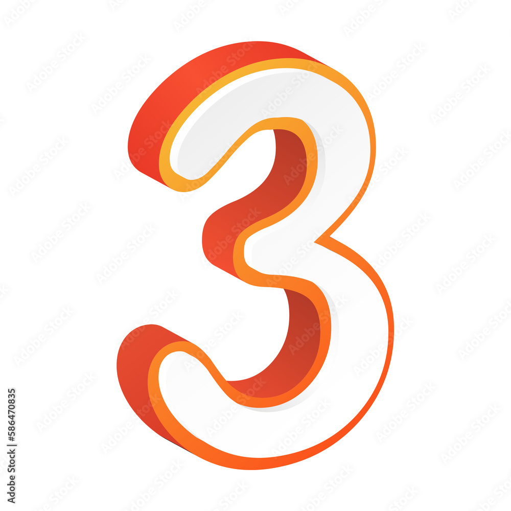 Naklejka premium 3d numbers three