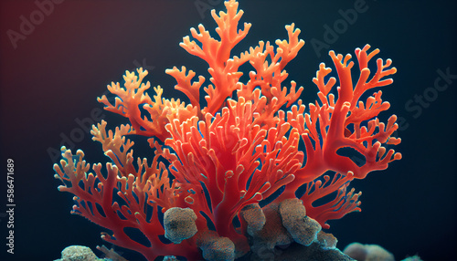 Art picture coral realistic Generative AI © KORJUDZ