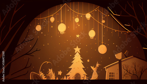 Abtrabs background illustration christmas festival. Generative AI photo