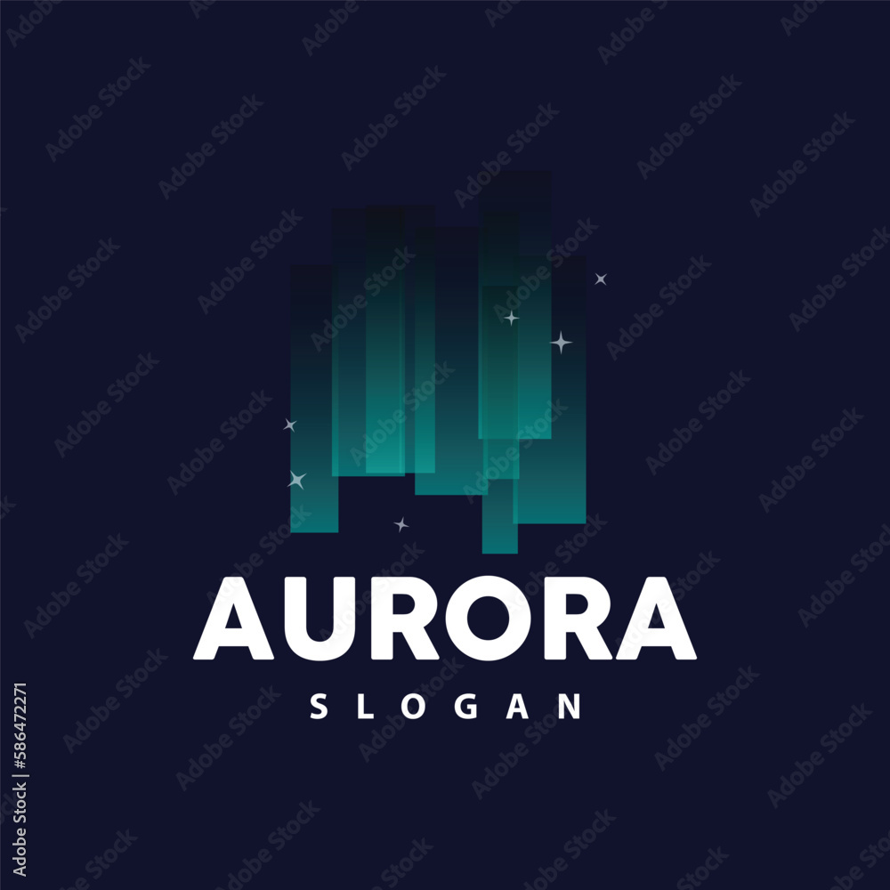 Fototapeta premium Aurora Logo, Light Wave Vector, Nature Landscape Design, Product Brand Template Illustration Icon