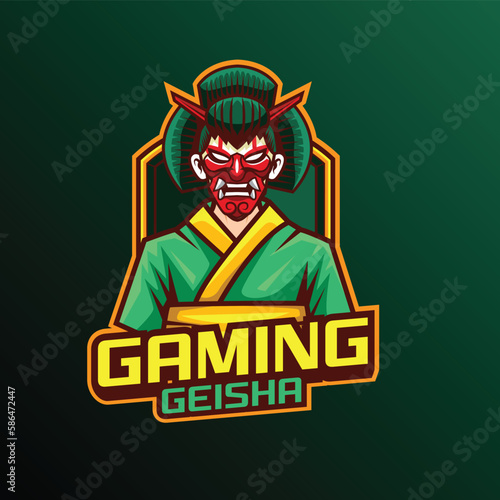 Vector illustration of geisha mascot for gaming and sport logo