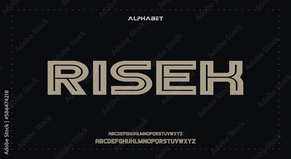 Risek Abstract Fashion Best font alphabet. Minimal modern urban fonts for logo, brand, fashion, Heading etc. Typography typeface uppercase lowercase and number. vector illustration full Premium look Risek Abstract Fashion Best font alphabet. Minimal modern urban fonts for logo, brand, fashion, Heading etc. Typography typeface uppercase lowercase and number. vector illustration full Premium look