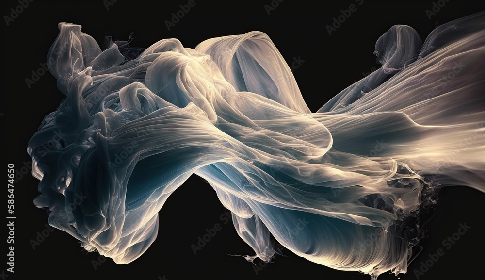 Abstract, smoke, orange grey, white,design yellow, silk Black Background generative AI Abstract, smoke, orange grey, white,design yellow, silk Black Background generative AI