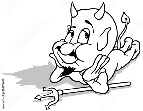 Drawing of a Lying Pensive ...