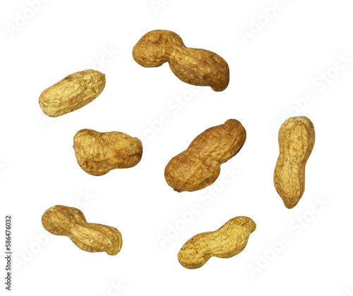Set of unpeeled peanuts iso...