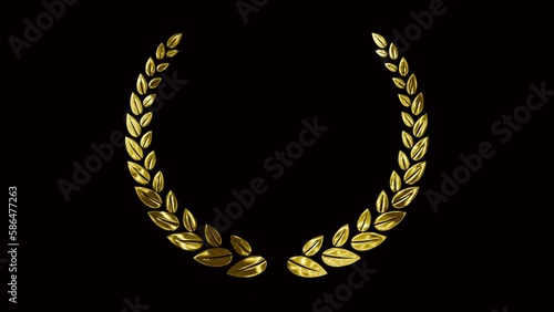 Golden Award wreath animation. 2d animated laurel wreath.