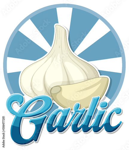 White garlic cartoon banner