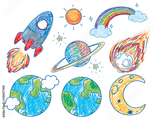 Simple children scribble of space