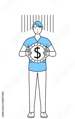 為替差損やドル安のイメージ、男性看護師、理学療法士、作業療法士、言語聴覚士、看護助手