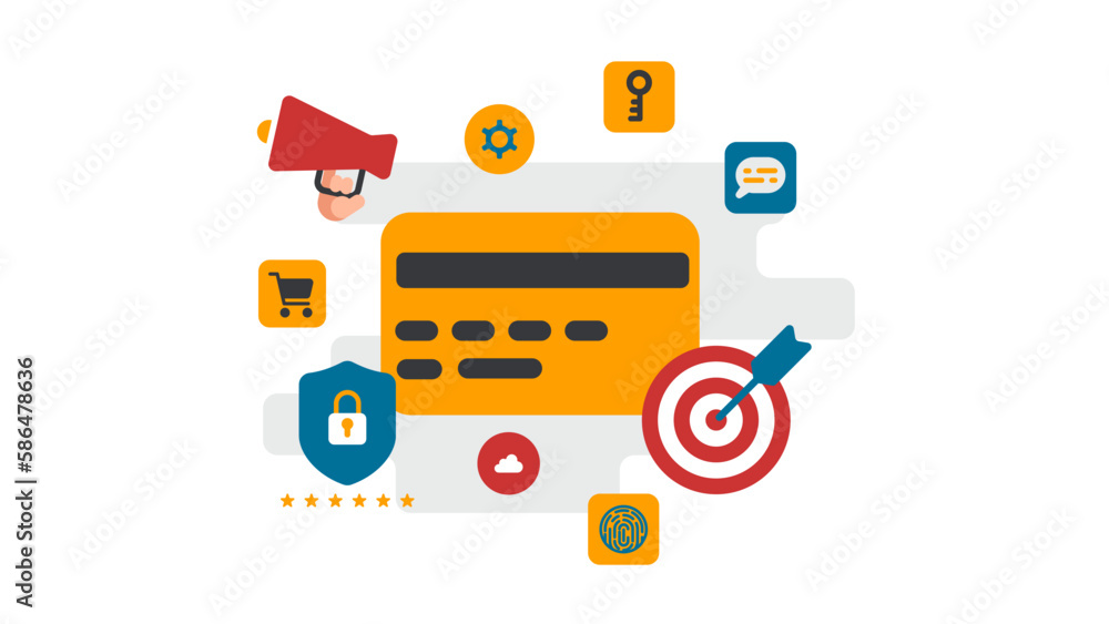 credit card and icon sign security concept technology credit card and icon sign security concept technology