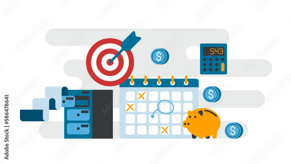 Finance audit and personal budget planning vector illustration with money Finance audit and personal budget planning vector illustration with money