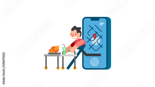 Online food delivery service on mobile app concept