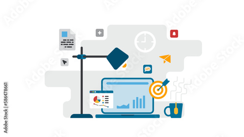 Finance audit and personal budget planning vector illustration with money