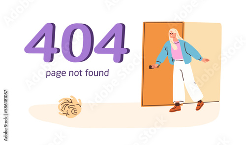 404 Web Page Not Found error. Website message design for network fail, access failure, unavailable webpage, mistake, internet problem. Flat graphic vector illustration isolated on white background