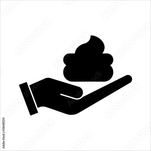 Black single foam Cream on hand line icon, simple skin cleanser flat design vector pictogram, vector infographic for app logo website button ui ux interface element isolated on white background.