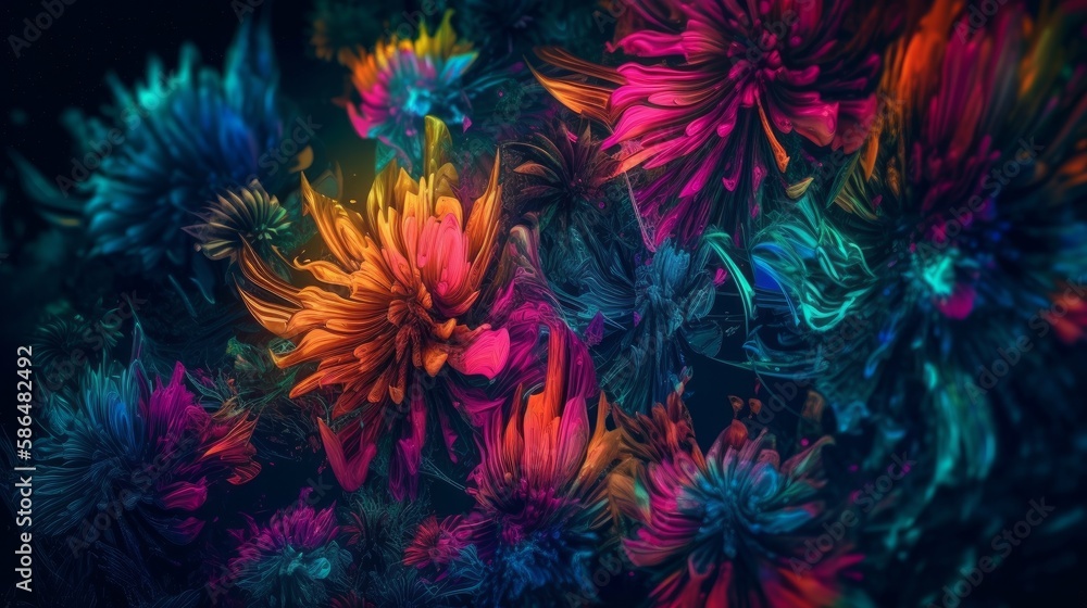 A blooming, organic composition with bold brushstrokes. Generative ai