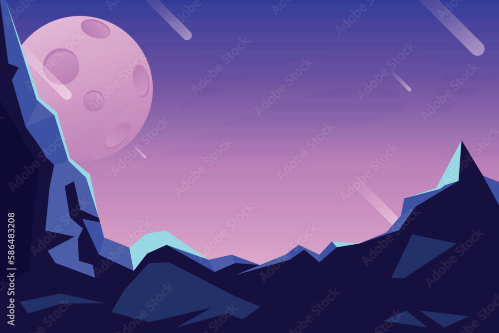 Planet in a distant galaxy magenta space theme background. EPS10