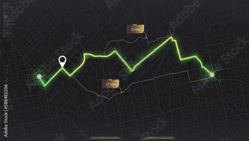 Gps map navigation to own house. City top view. View from above the map buildings. Detailed view of city. Decorative graphic tourist map. Abstract transportation background. Vector, illustration.