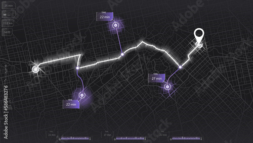 Pick up taxi. Gps map navigation to own house. Detailed view of city. Passenger location sharing for driver. City top view. Online navigation. Flat style, Vector, illustration isolated.