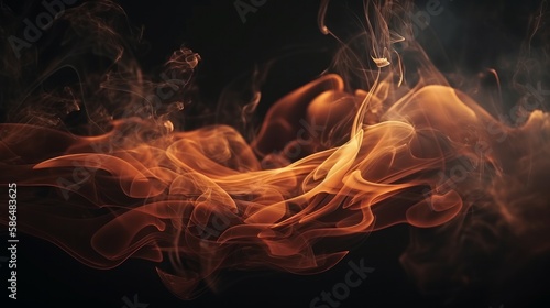 Super slow motion of flames isolated on black background. Generative ai