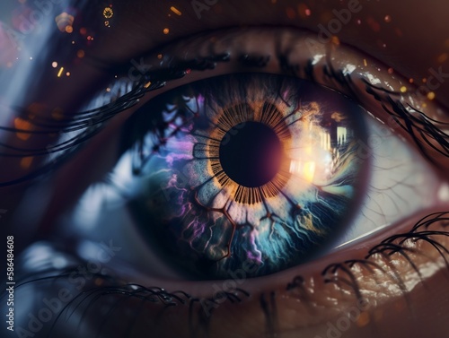 Iris Implantat für scharfes sehen im menschlichem Auge, ai generativ
