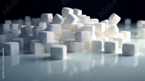Sugar cubes wall of sugar cubes on a black background