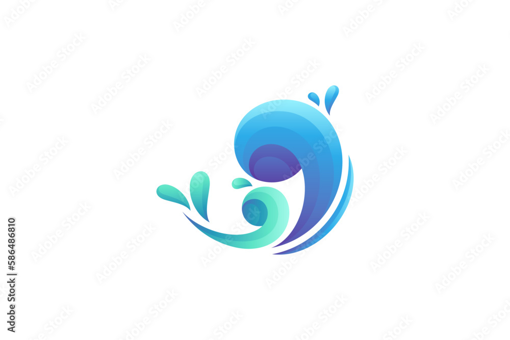 Fototapeta premium simple wave 3D design logo template