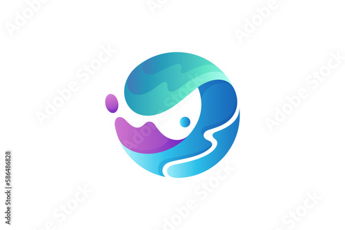 waves colorful gradient logo template