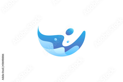 wave and water splash blue color gradient logo template