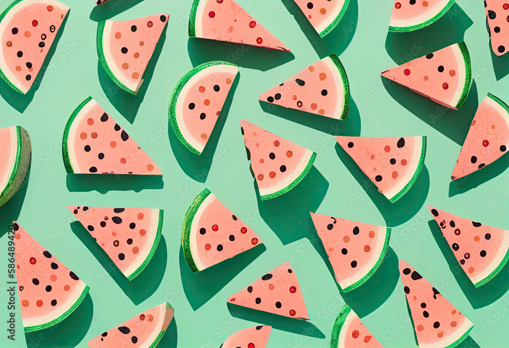 Seamless pattern of watermelon generative AI Seamless pattern of watermelon generative AI